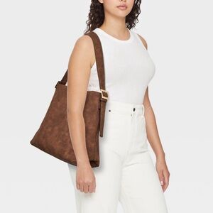 Brown suede tote bag
